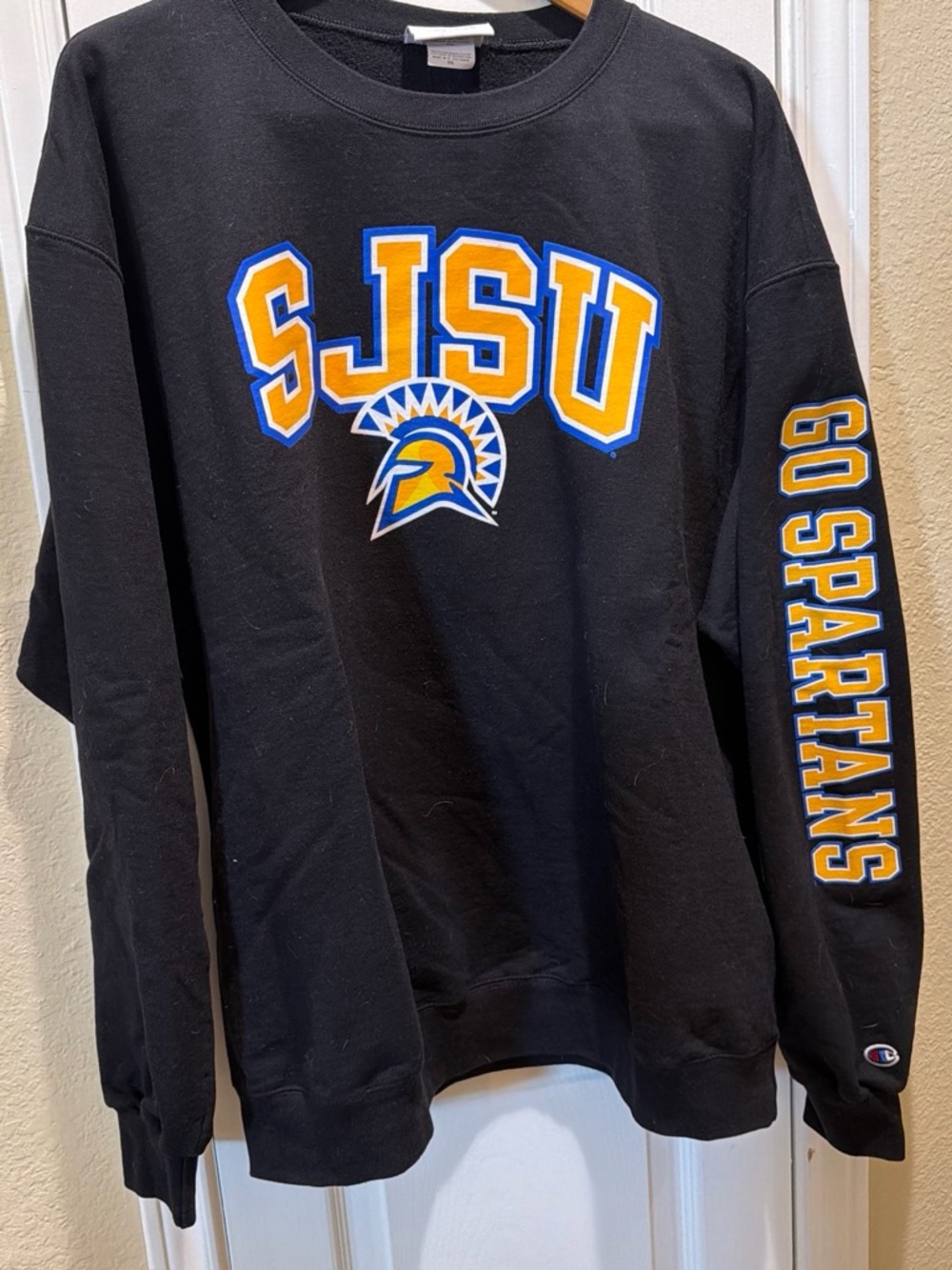Champion Black SJSU Crewneck Sweatshirt with Gold & Blue Logo